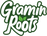 Logo of Gramin Roots with green leaves on a white background