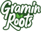 Logo of Gramin Roots with green leaves on a white background